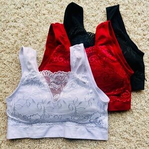 NWT 3 lace padded bralettes, S